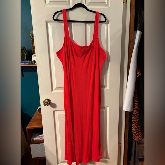 NWT Eloquii Square Neck Dress in Flame Scarlett - Picture 2 of 4